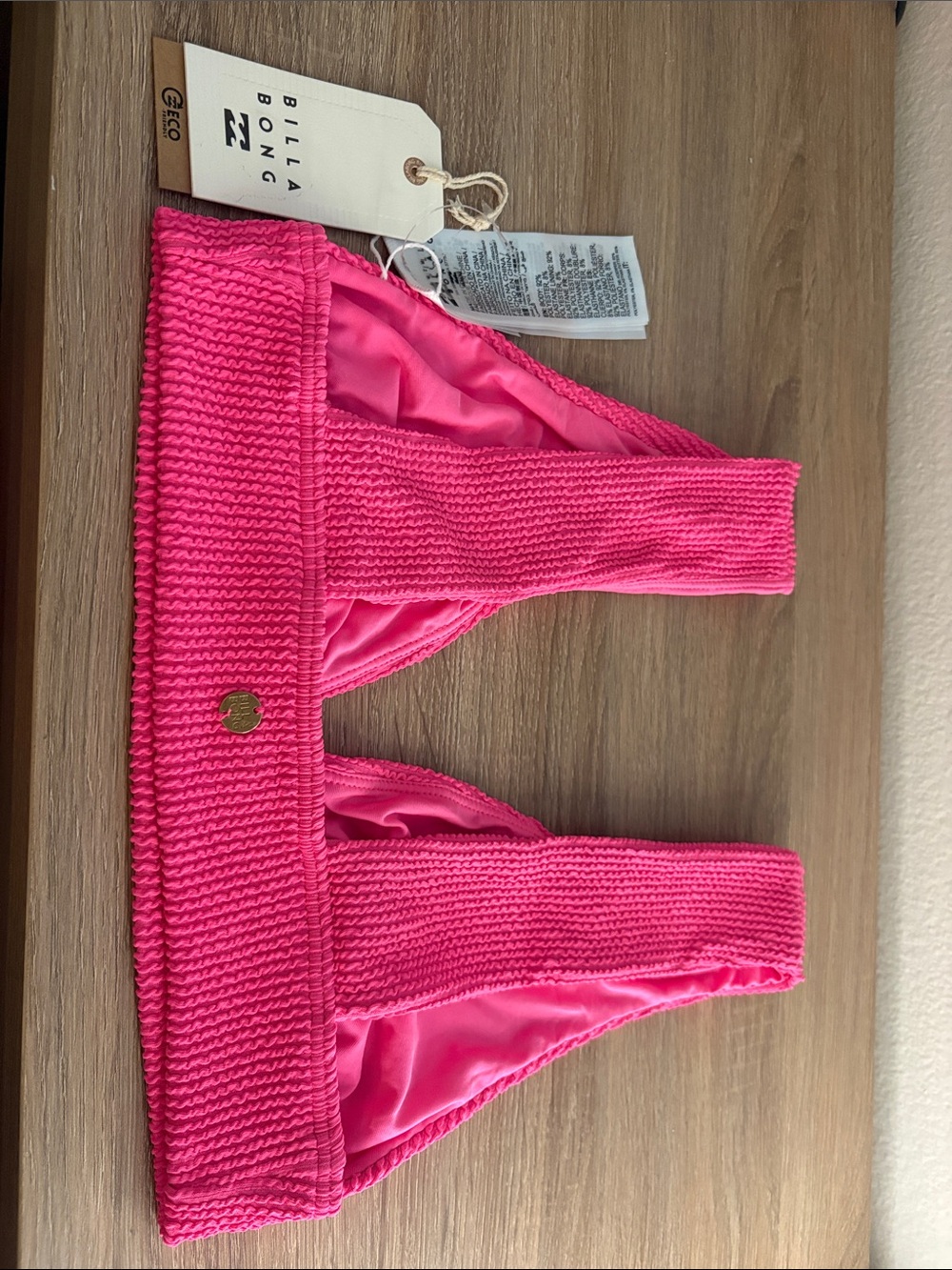 Billabong Hot Pink Textured Bikini Top - Picture 4 of 7